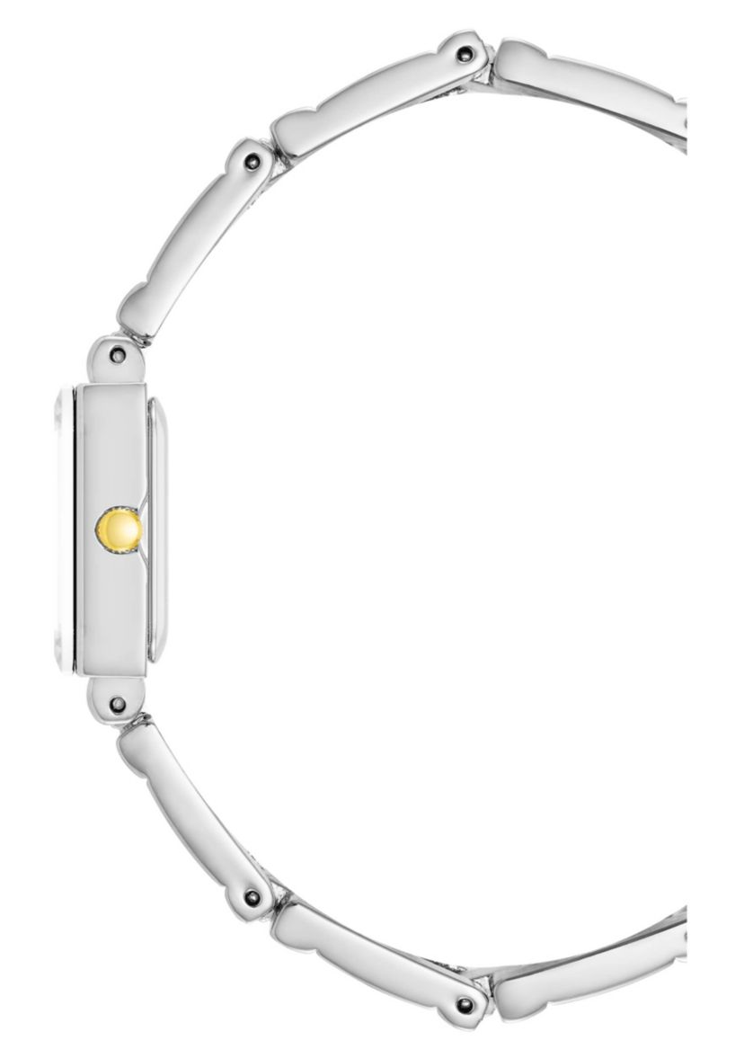Anne Klein Womens Iconic Rectangular Two-Tone Metal ALloy Bangle Watch Set, 17mm