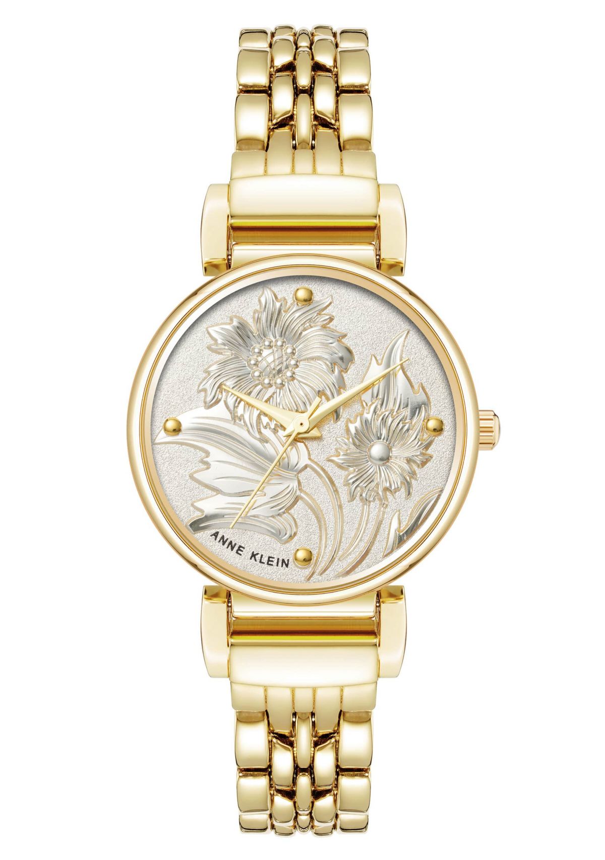 Anne Klein Womens Quartz Floral Gold-Tone Metal Alloy Watch, 30mm