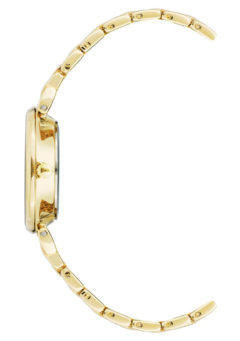 Anne Klein Womens Quartz Floral Gold-Tone Metal Alloy Watch, 30mm