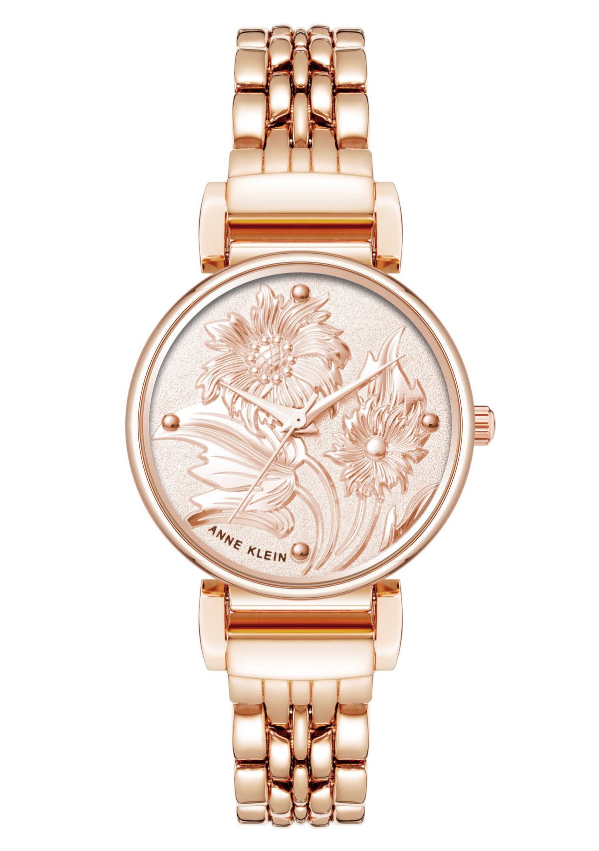Anne Klein Womens Quartz Floral Rose Gold-Tone Metal Alloy Watch, 30mm