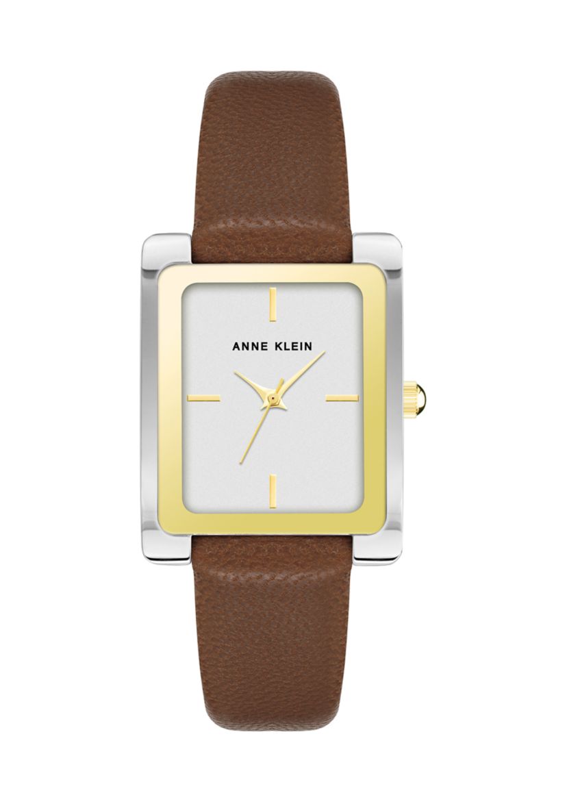 Anne Klein Unisex Gold Tone Watch Brown Strap Anne Klein Women main image 3