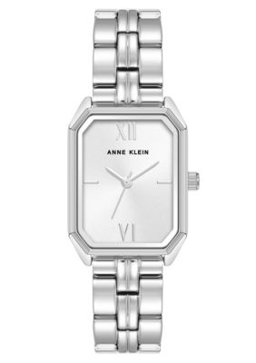 Anne Klein Women's Quartz Silver-Tone Octagonal Metal Alloy Bracelet Watch, 24mm, Silver