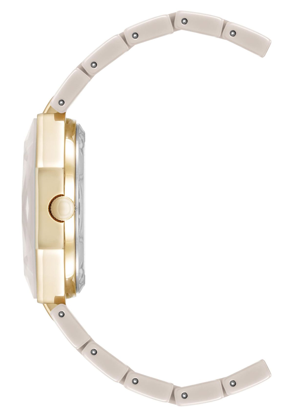 Anne Klein Womens Octagonal Tan Ceramic Diamond Dial Bracelet Watch, 32mm