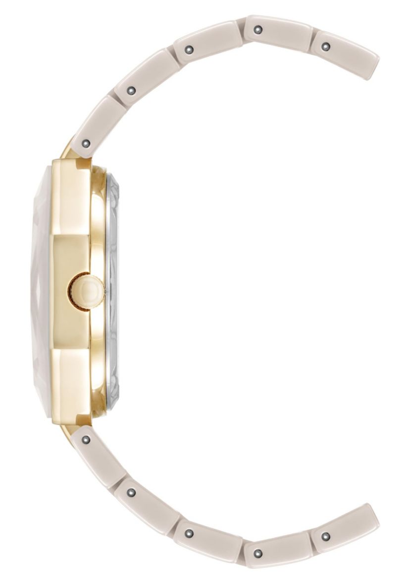 Anne Klein Womens Octagonal Tan Ceramic Diamond Dial Bracelet Watch, 32mm