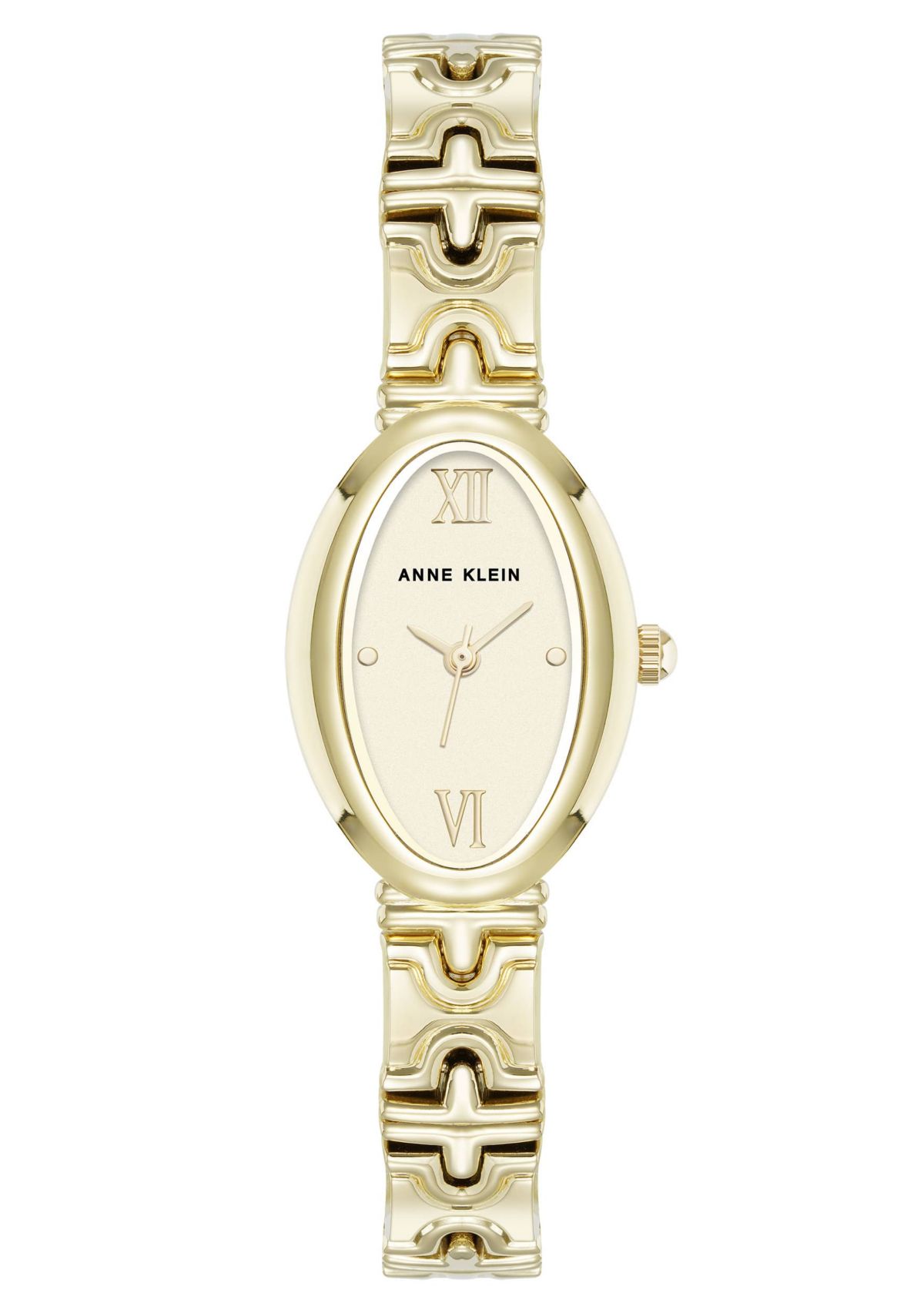 Anne Klein Womens Enduring Oval Gold-Tone Metal Alloy Bracelet Watch, 20mm