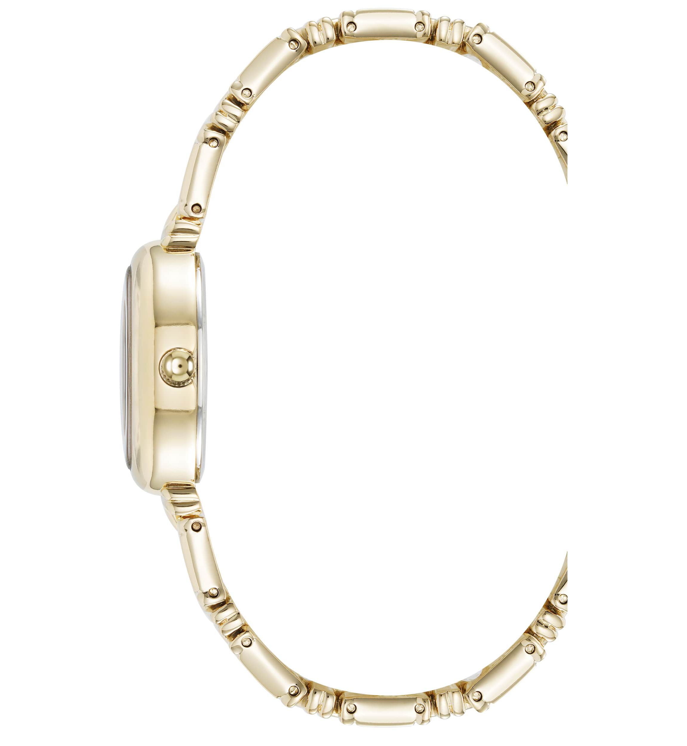 Anne Klein Womens Enduring Oval Gold-Tone Metal Alloy Bracelet Watch, 20mm