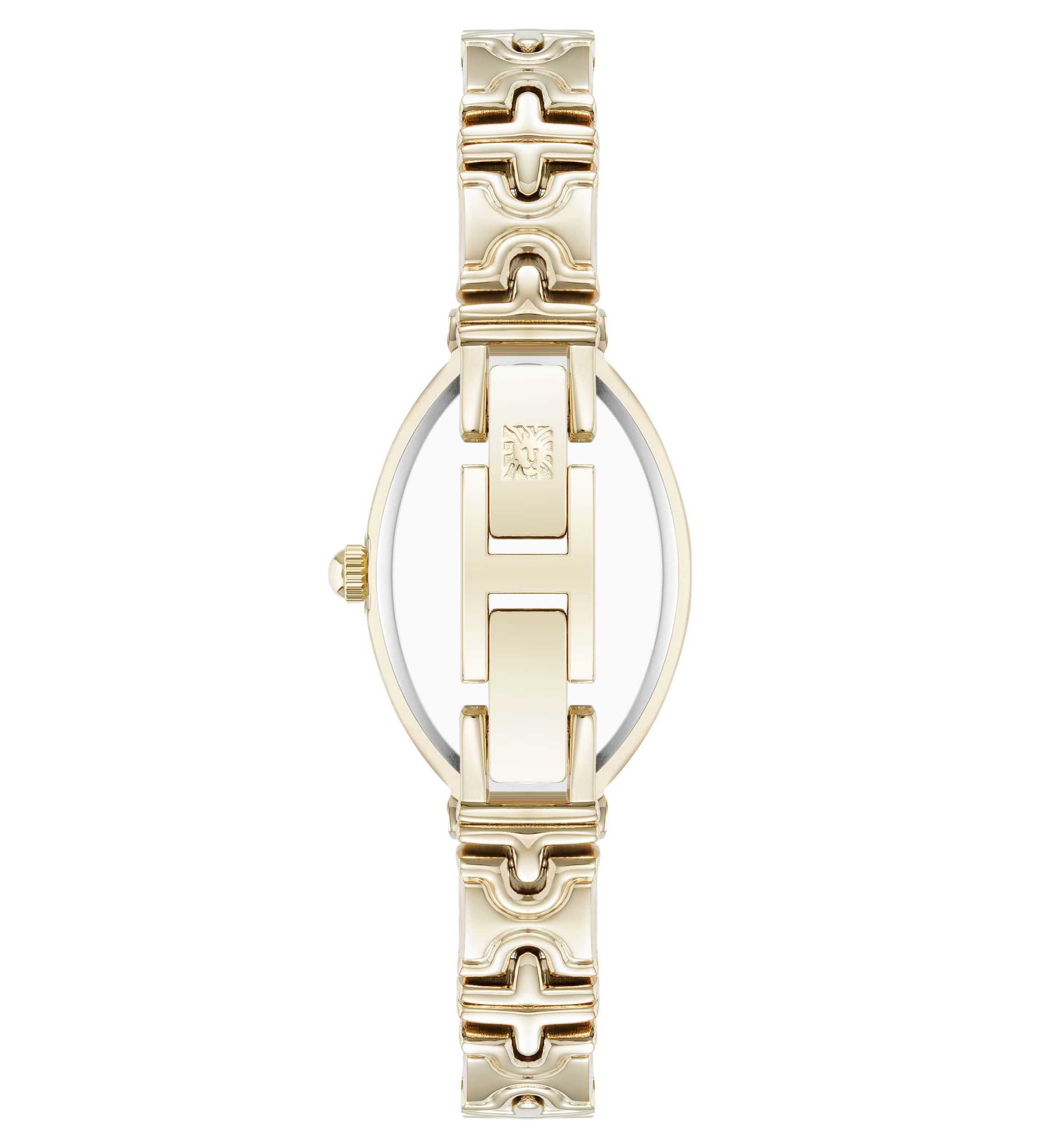 Anne Klein Womens Enduring Oval Gold-Tone Metal Alloy Bracelet Watch, 20mm