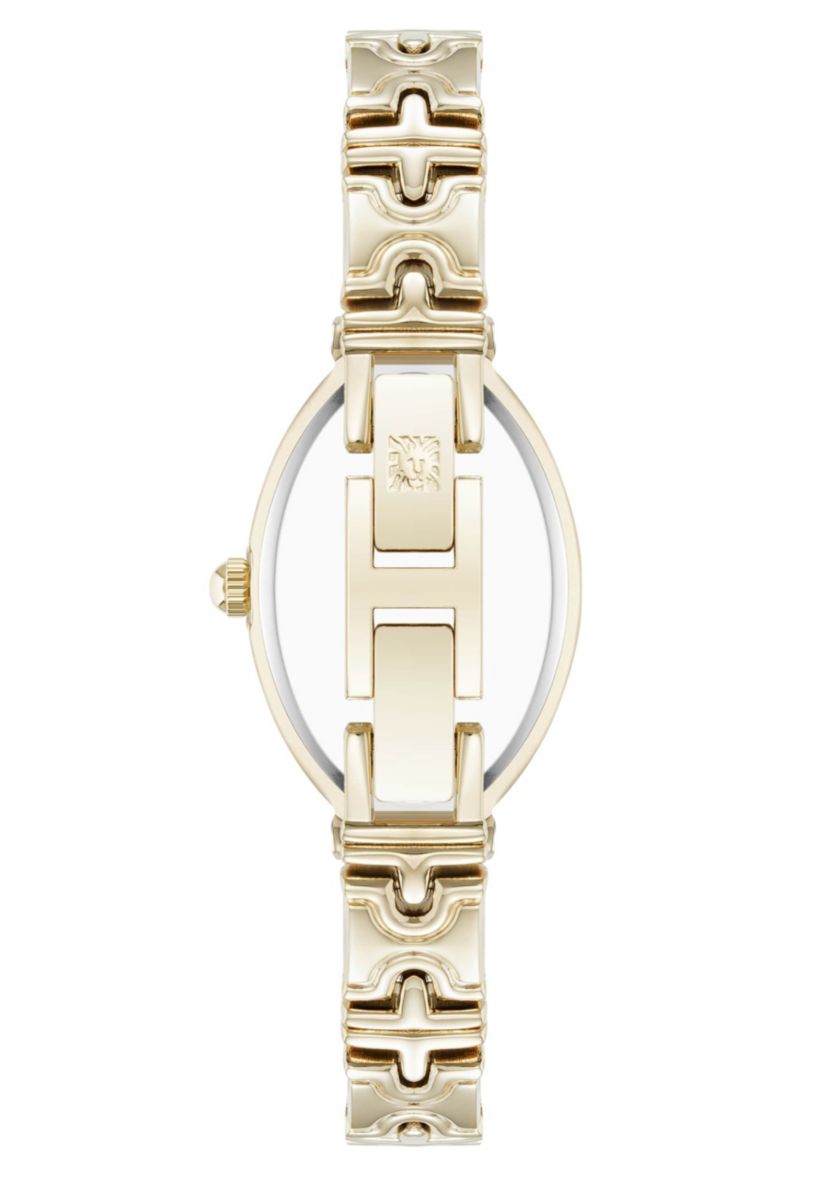 Anne Klein Womens Enduring Oval Gold-Tone Metal Alloy Bracelet Watch, 20mm