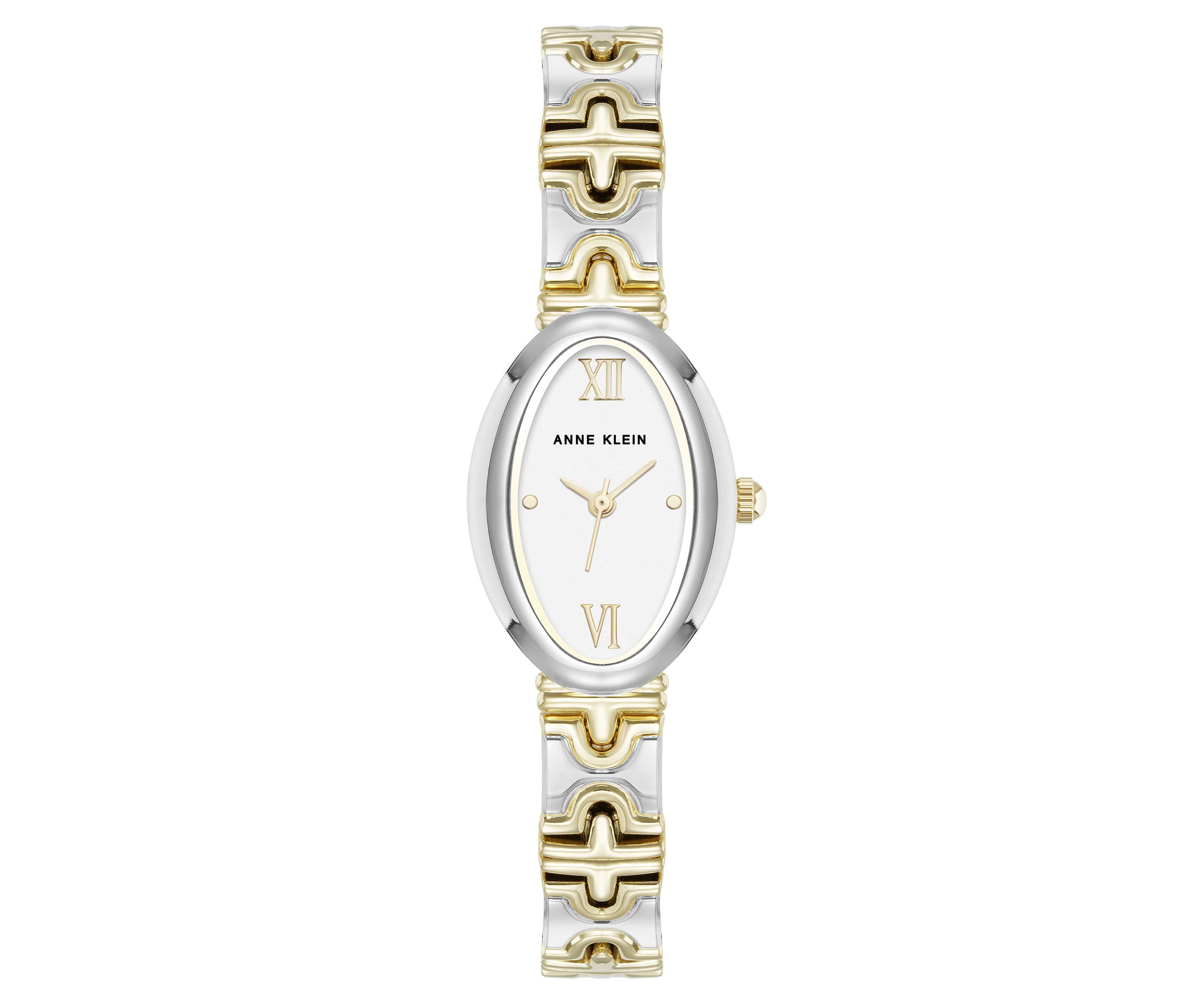 Anne Klein Womens Enduring Oval Two-Tone Metal Alloy Bracelet Watch, 20mm