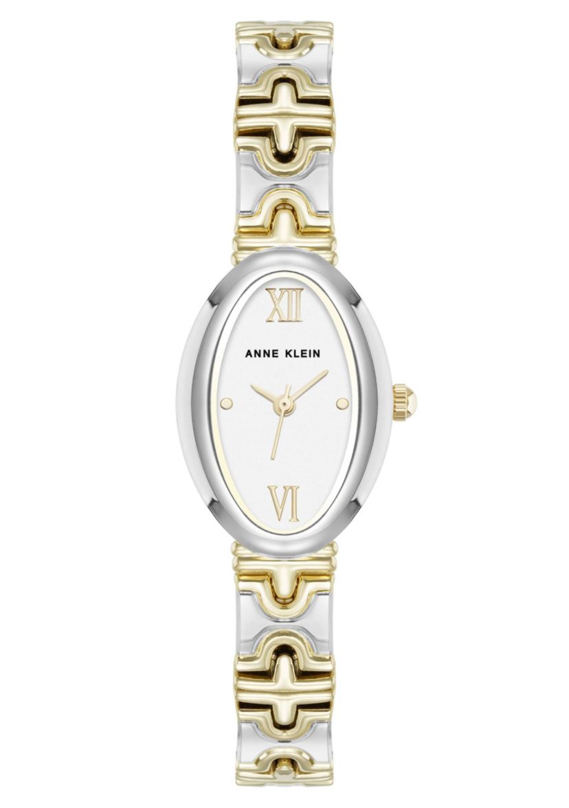 Anne Klein Womens Enduring Oval Two-Tone Metal Alloy Bracelet Watch, 20mm
