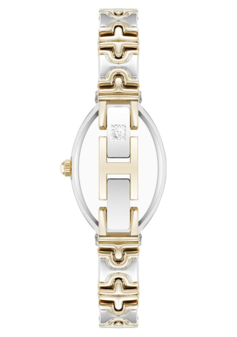 Anne Klein Womens Enduring Oval Two-Tone Metal Alloy Bracelet Watch, 20mm
