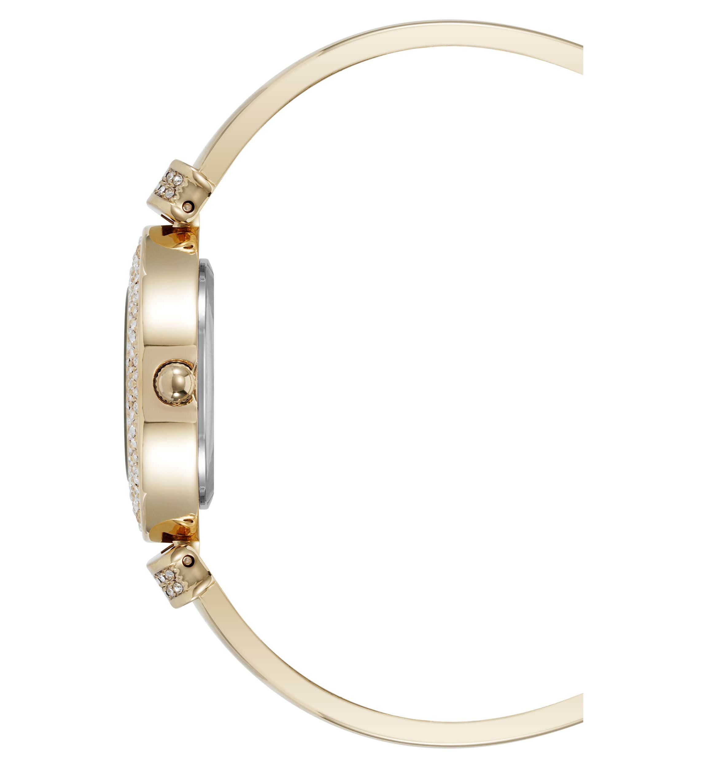 Anne Klein Womens Premium Gold-Tone Metal Alloy Crystal Accented Bangle Watch Set, 29mm