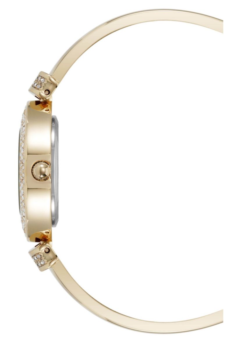 Anne Klein Womens Premium Gold-Tone Metal Alloy Crystal Accented Bangle Watch Set, 29mm