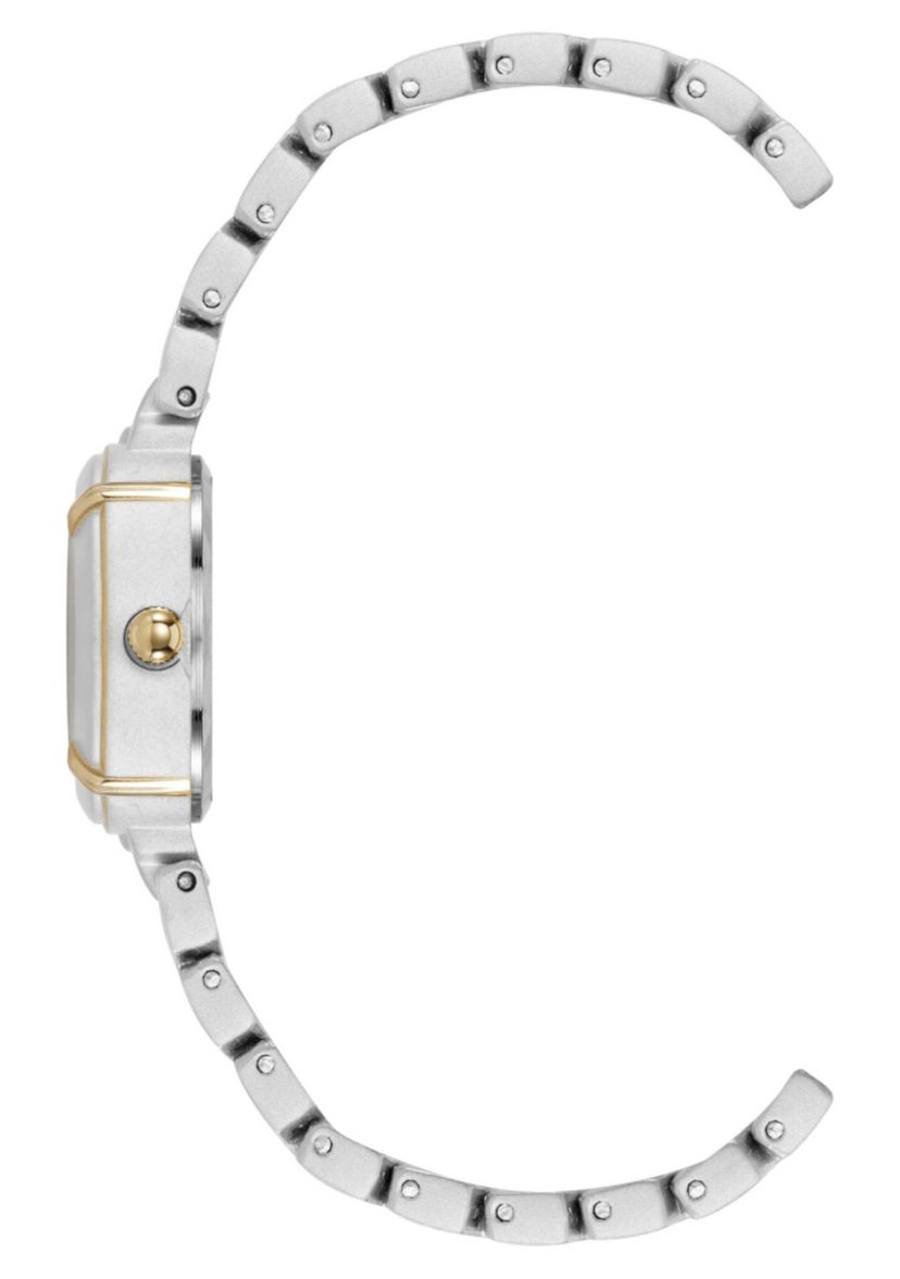 Anne Klein Womens Modern Easy To Read Dial Two-Tone Metal Alloy Bracelet Watch Set, 22mm