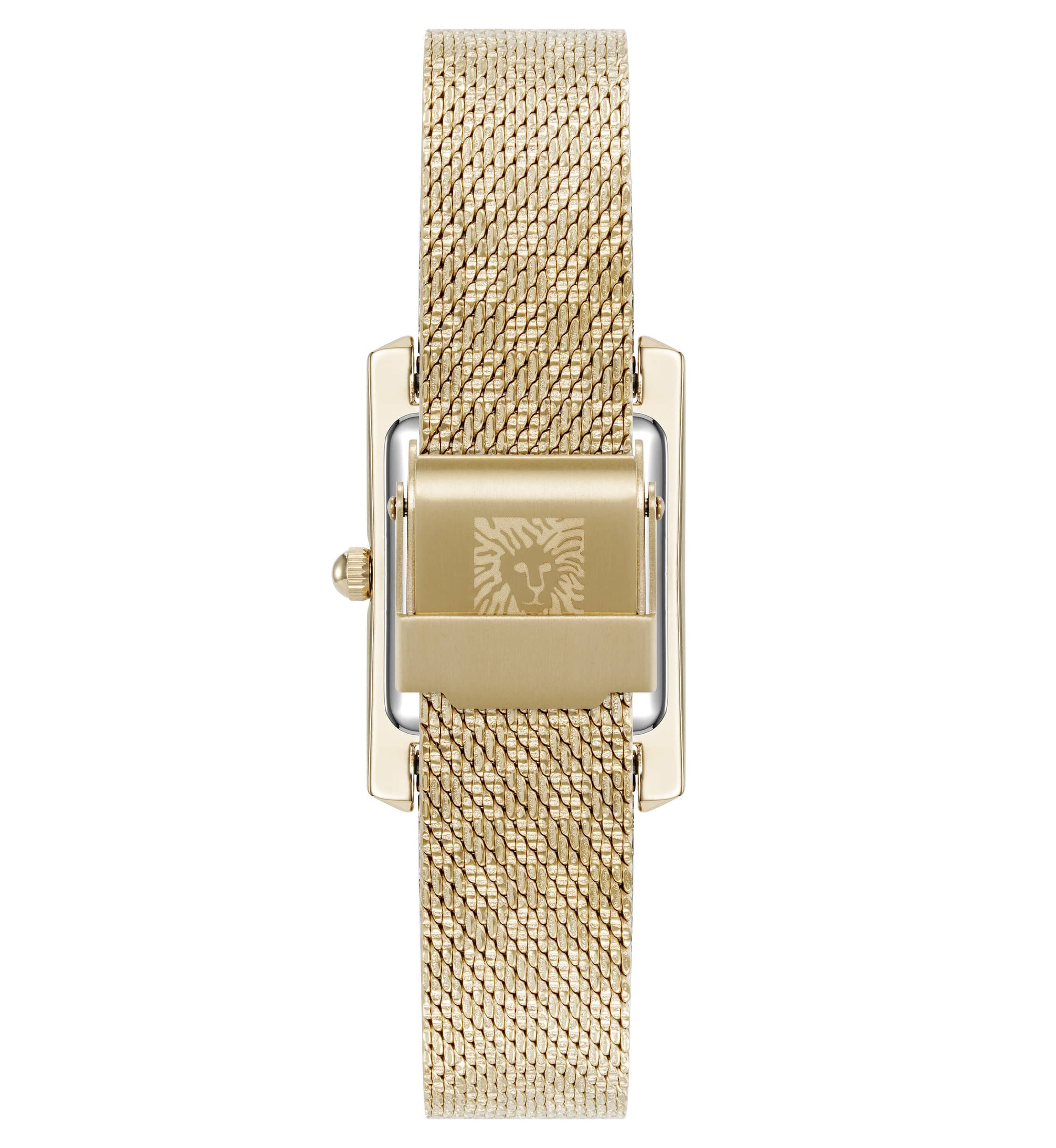 Anne Klein Womens Quartz Petite Diamond Dial Gold-Tone Stainless Steel Mesh Watch, 20mm