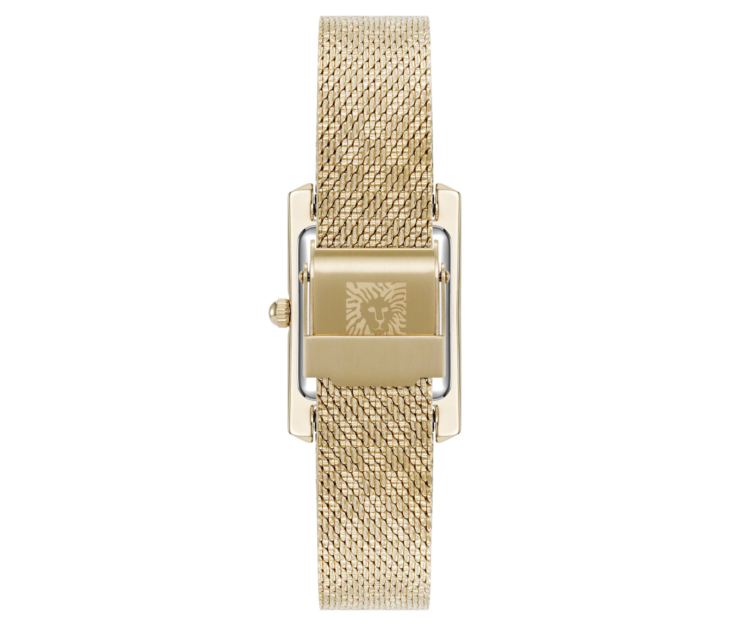 Anne Klein Womens Quartz Petite Diamond Dial Gold-Tone Stainless Steel Mesh Watch, 20mm