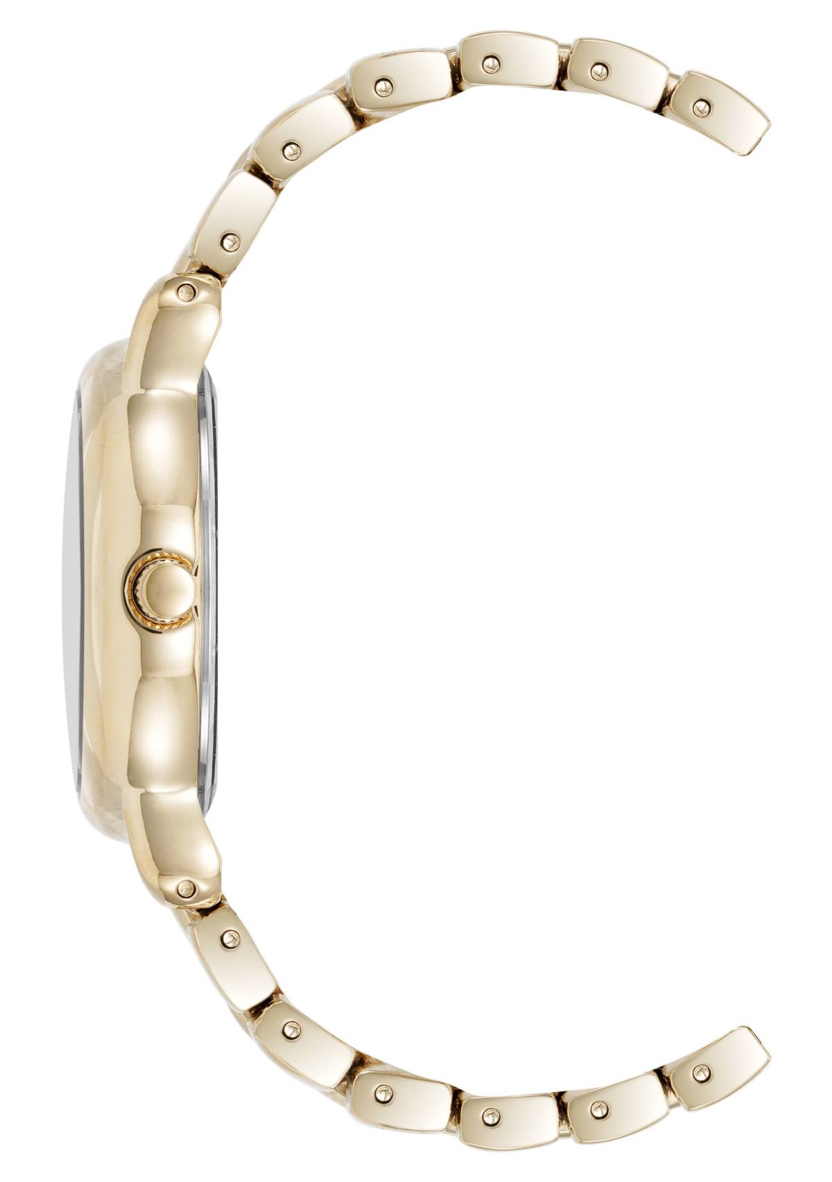 Anne Klein Womens Quartz Signature Black and Gold-Tone Metal Alloy Round Crystal Dial Watch, 30mm