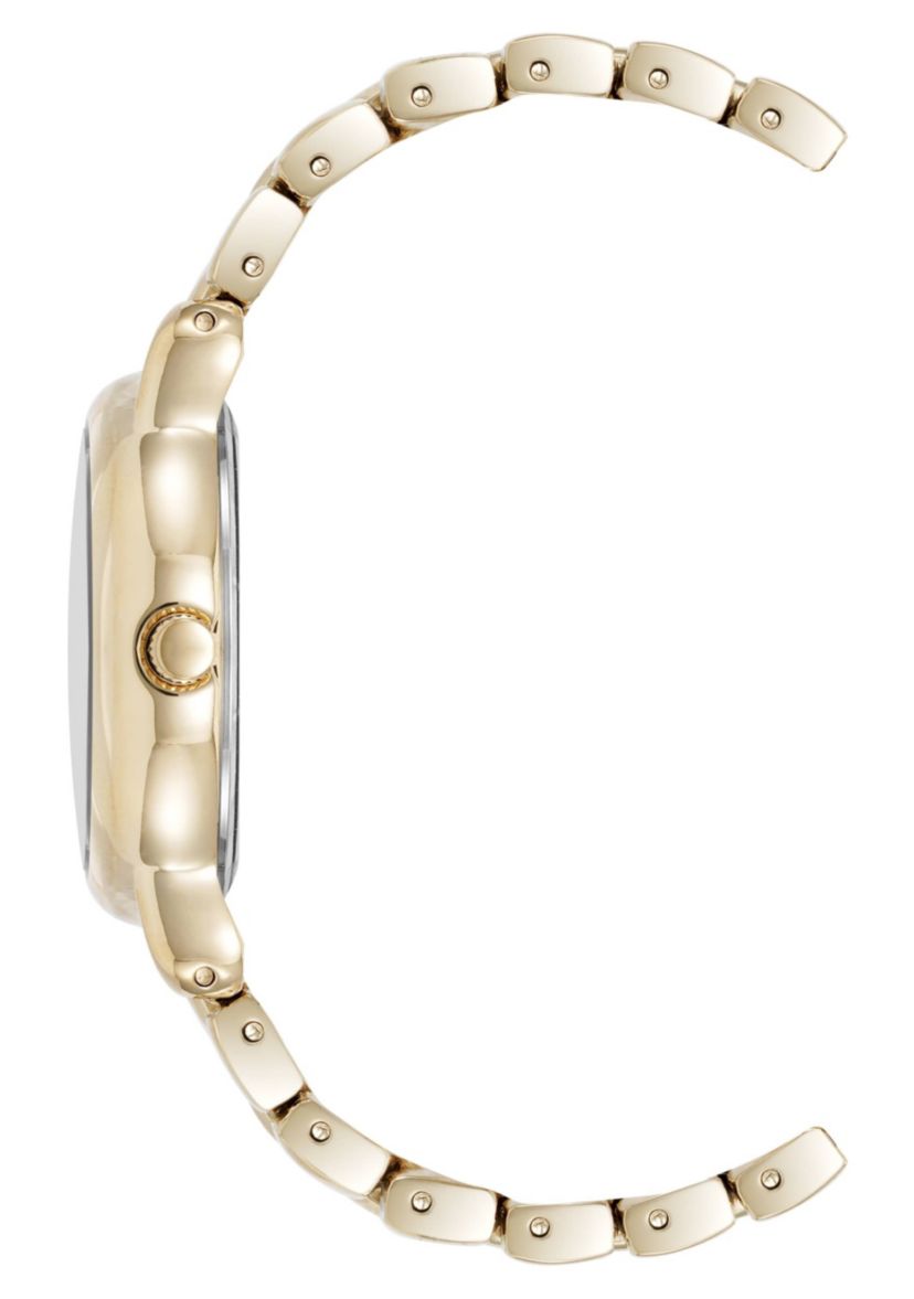 Anne Klein Womens Quartz Signature Gold-Tone Metal Alloy Round Crystal Dial Watch, 30mm