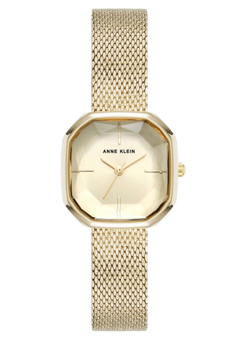 Anne Klein Womens Quartz Estate Octagonal Gold-Tone Stainless Steel Mesh Bracelet Watch, 24mm