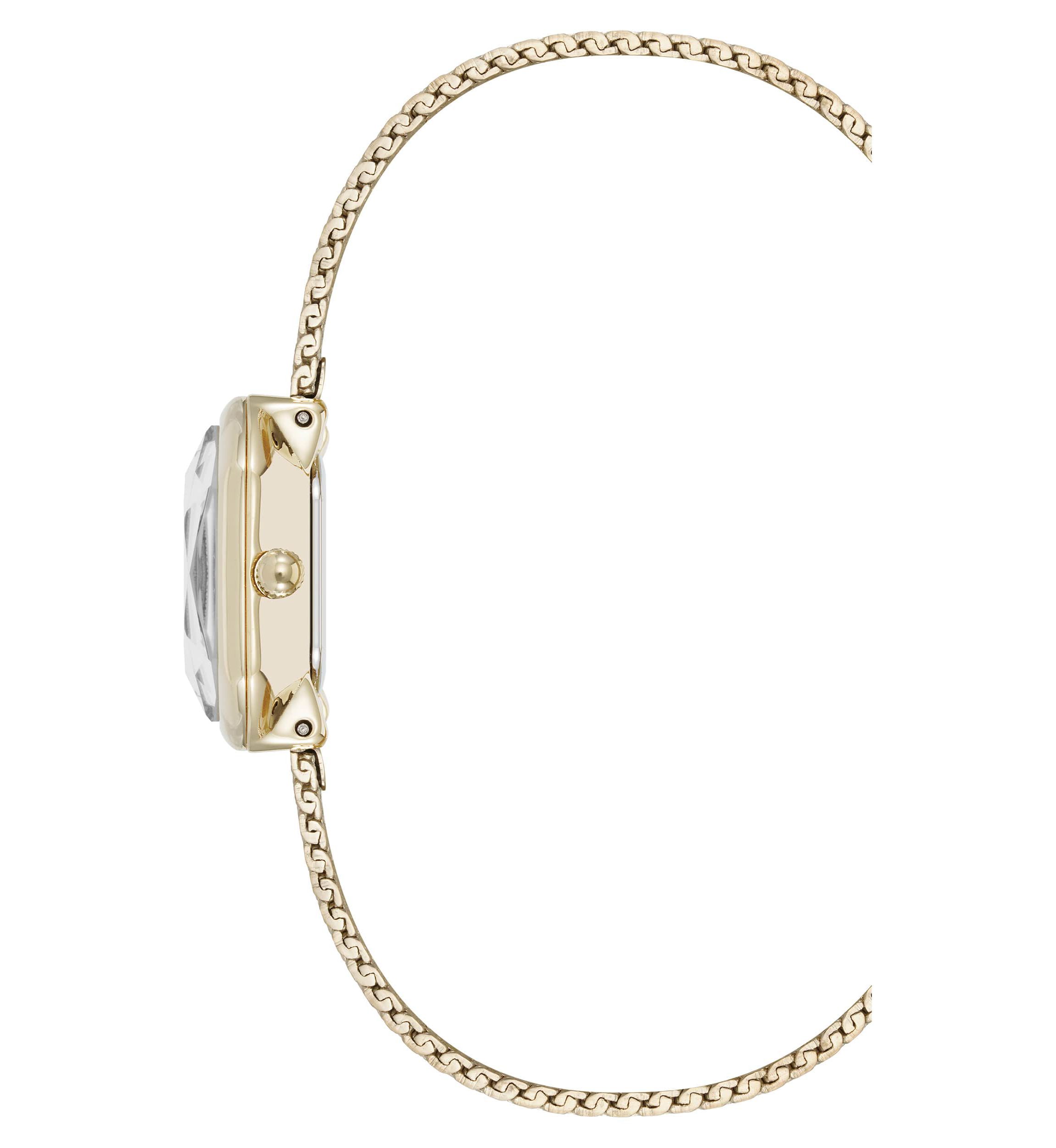 Anne Klein Womens Quartz Estate Octagonal Gold-Tone Stainless Steel Mesh Bracelet Watch, 24mm