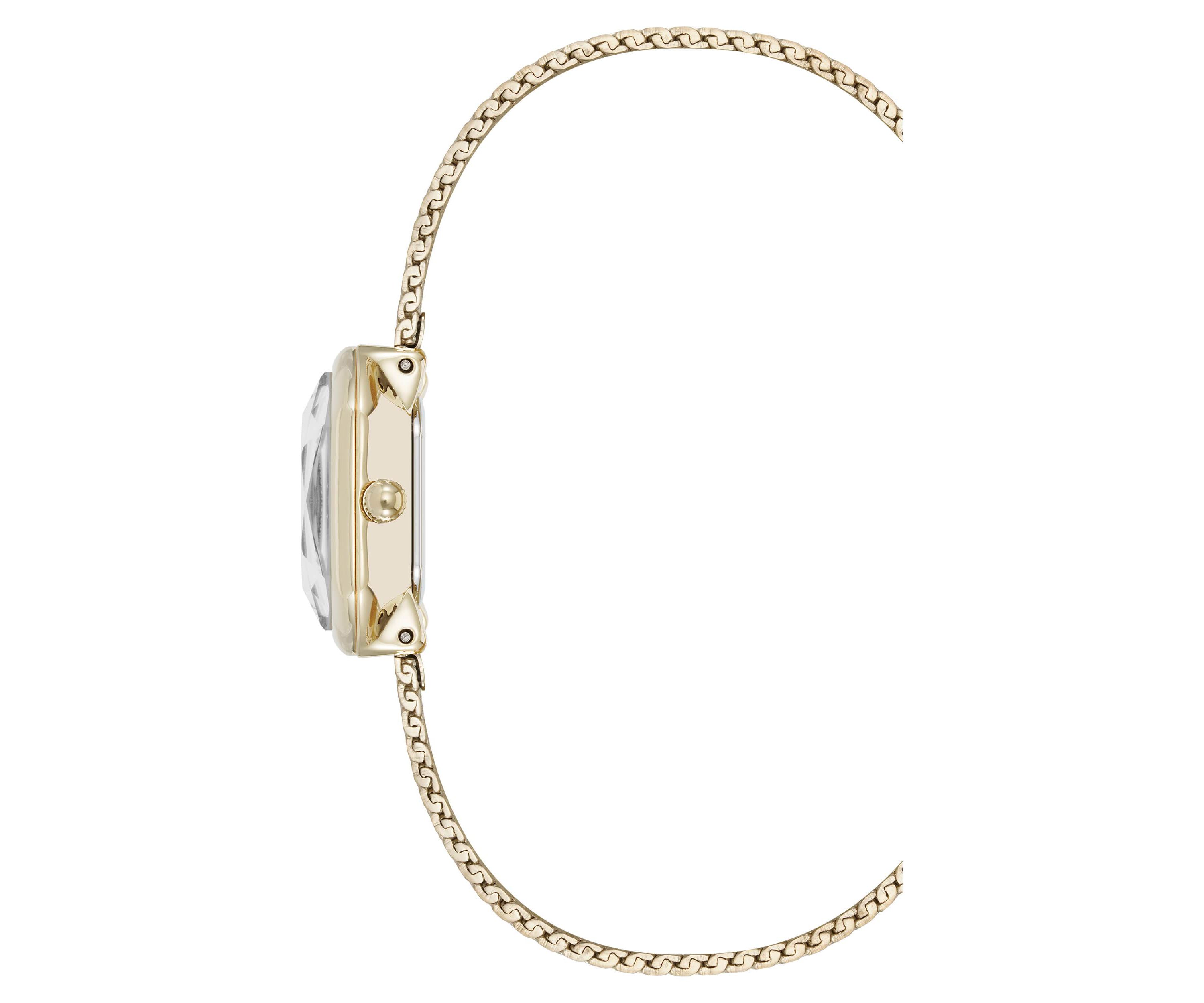Anne Klein Womens Quartz Estate Octagonal Gold-Tone Stainless Steel Mesh Bracelet Watch, 24mm