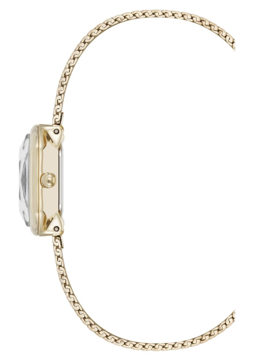 Anne Klein Womens Quartz Estate Octagonal Gold-Tone Stainless Steel Mesh Bracelet Watch, 24mm