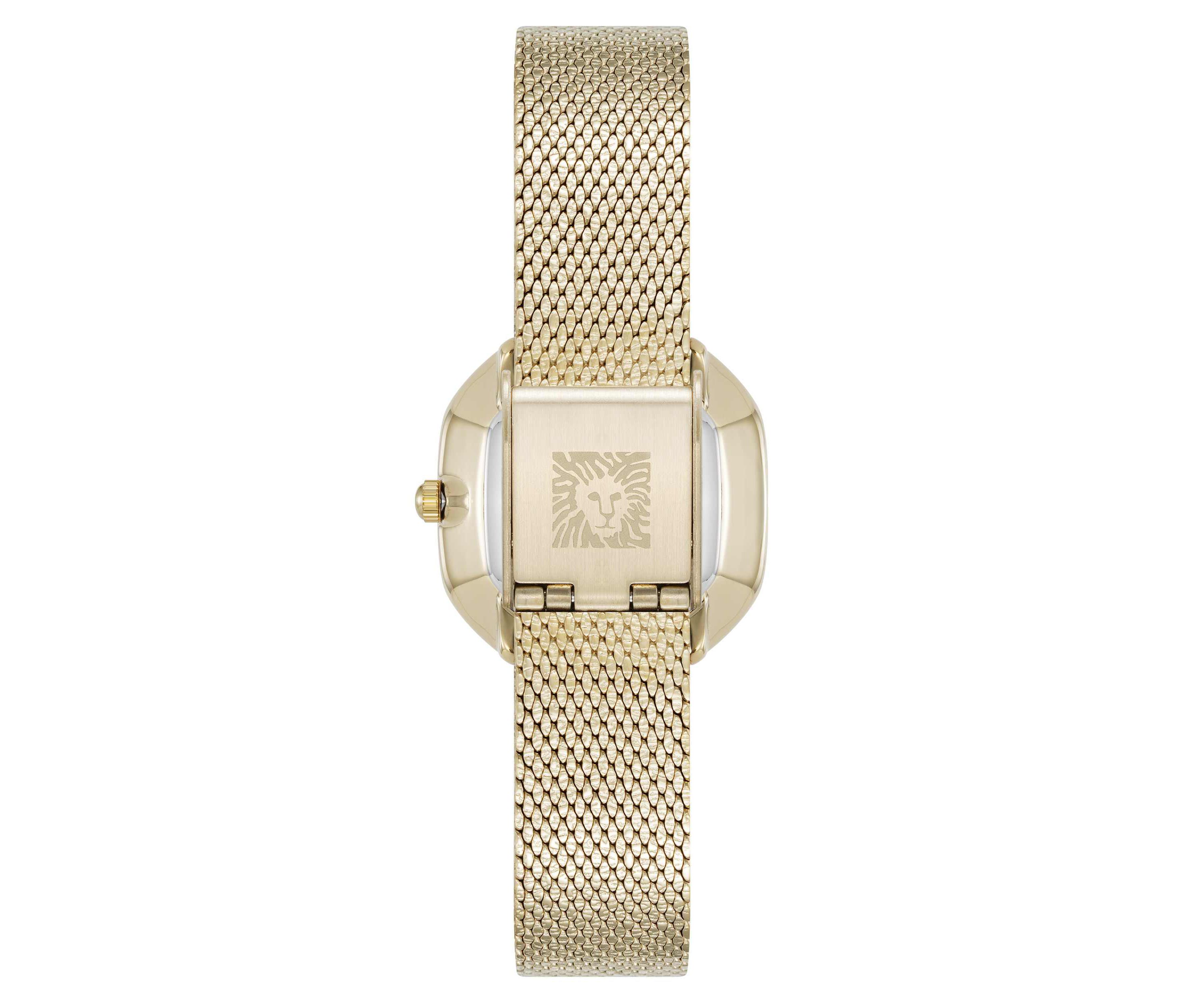 Anne Klein Womens Quartz Estate Octagonal Gold-Tone Stainless Steel Mesh Bracelet Watch, 24mm