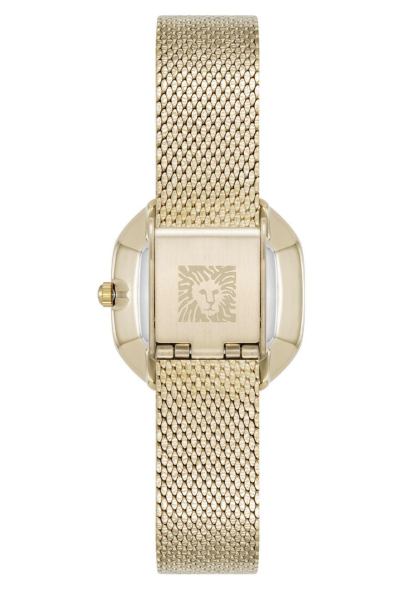 Anne Klein Womens Quartz Estate Octagonal Gold-Tone Stainless Steel Mesh Bracelet Watch, 24mm
