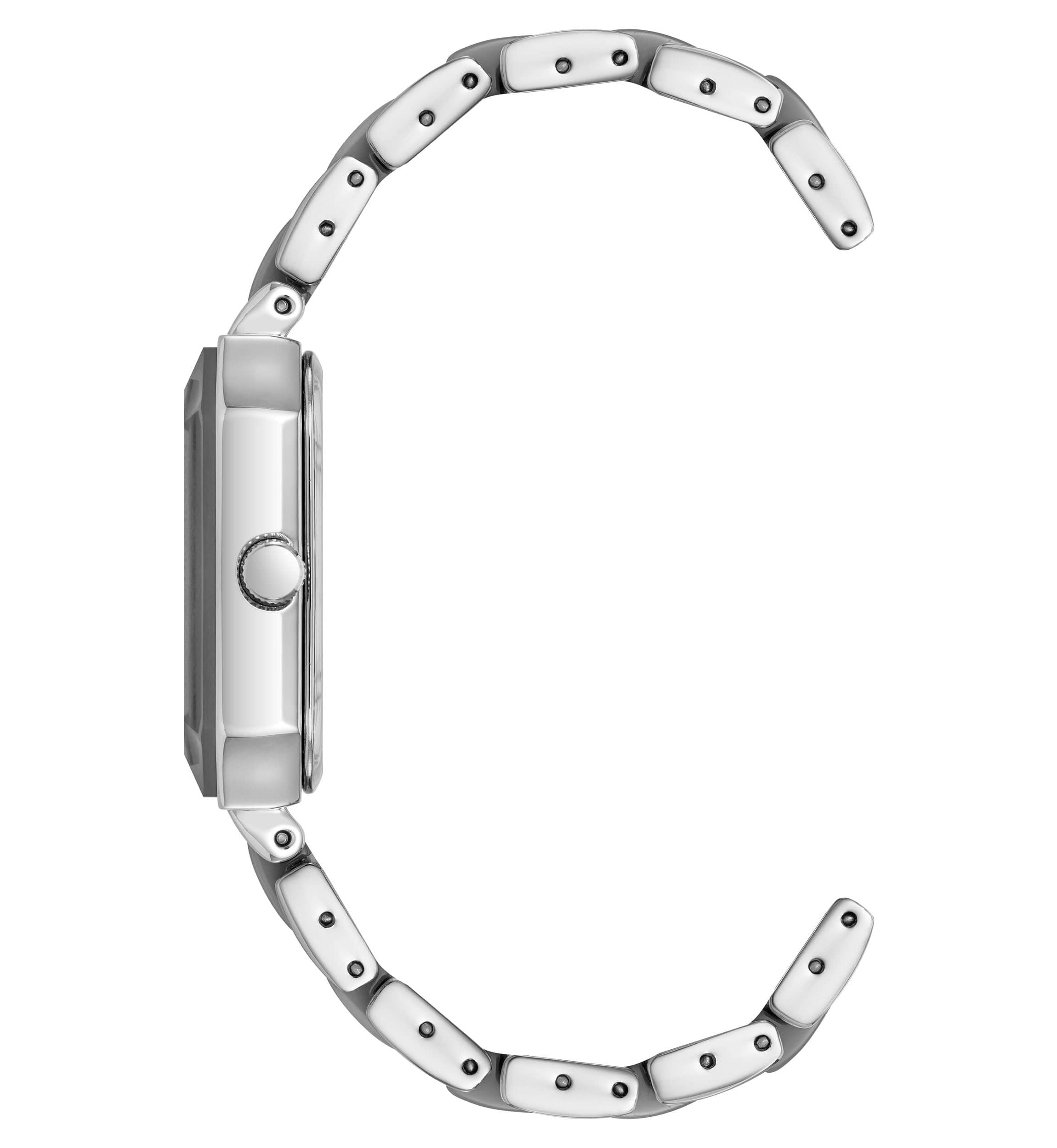 Anne Klein Womens Octagonal Silver-Tone Metal Alloy and Gray Ceramic Bracelet Watch, 24mm