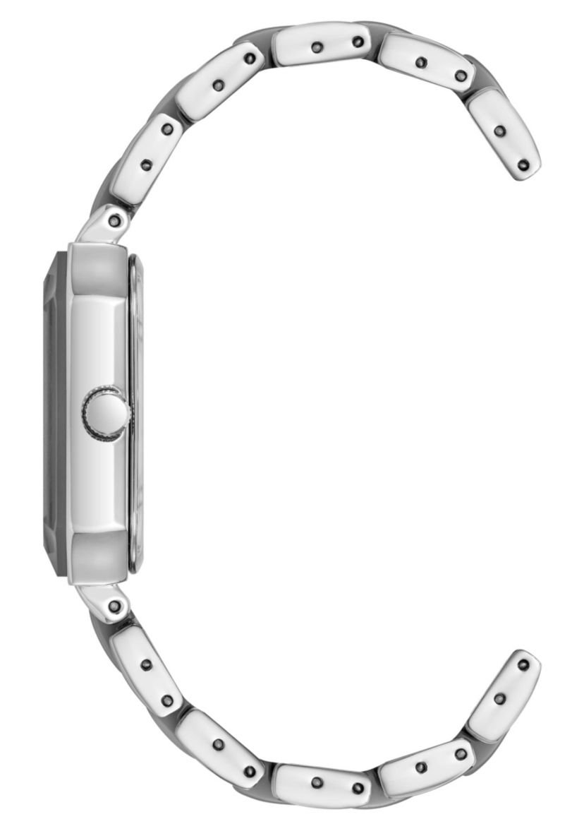 Anne Klein Womens Octagonal Silver-Tone Metal Alloy and Gray Ceramic Bracelet Watch, 24mm