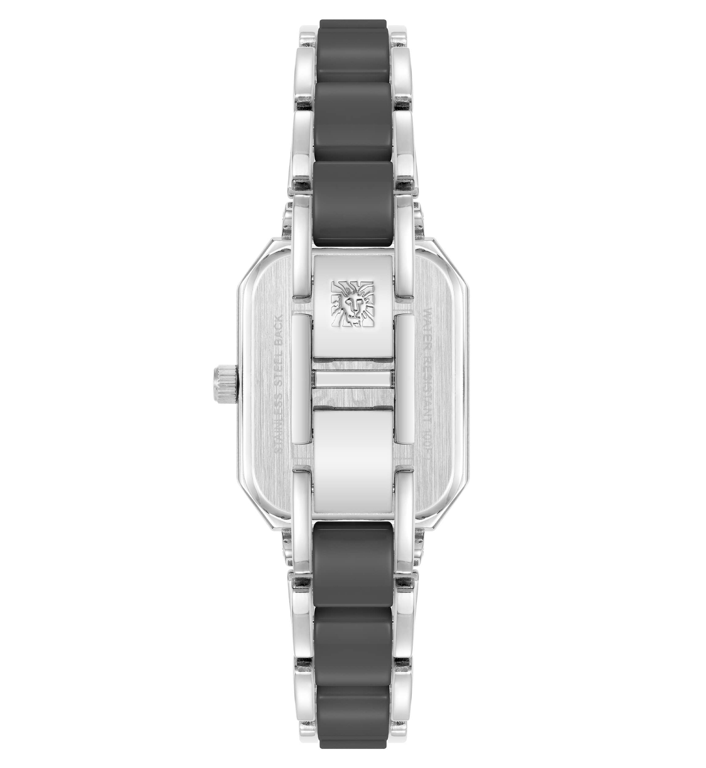 Anne Klein Womens Octagonal Silver-Tone Metal Alloy and Gray Ceramic Bracelet Watch, 24mm