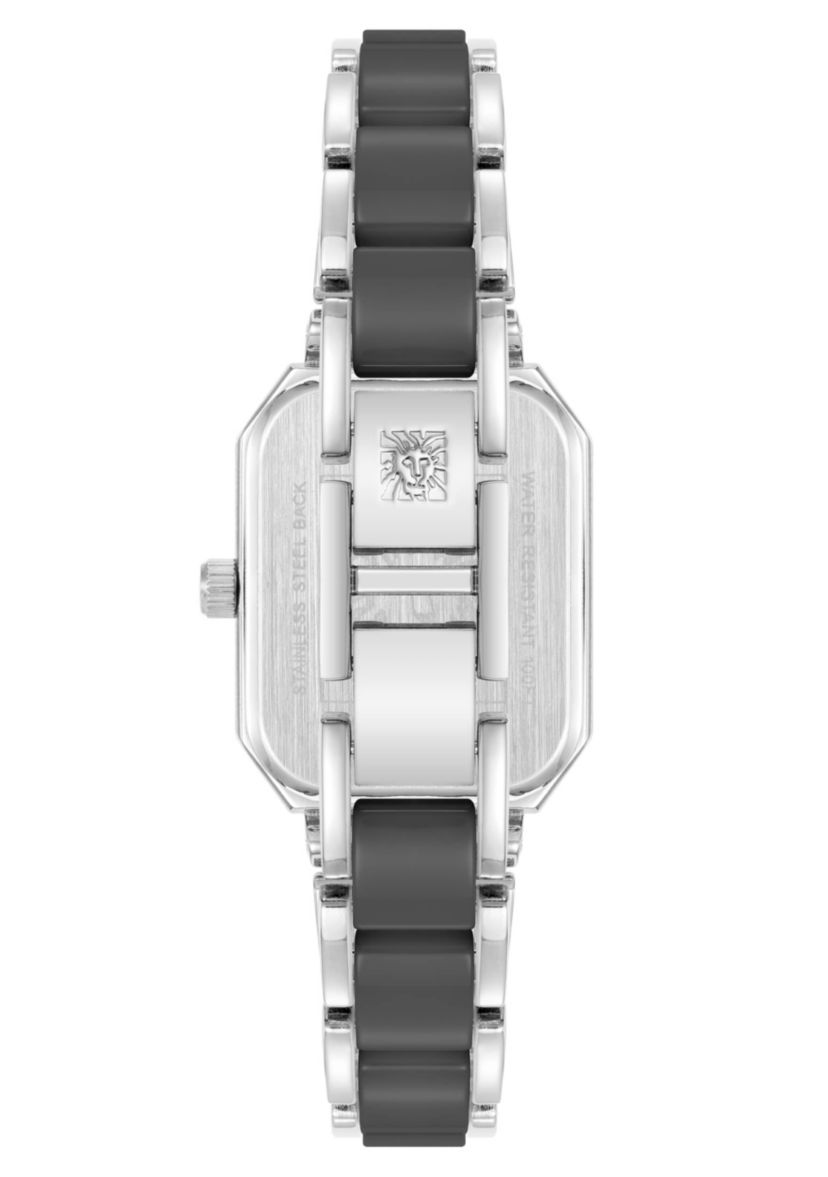 Anne Klein Womens Octagonal Silver-Tone Metal Alloy and Gray Ceramic Bracelet Watch, 24mm