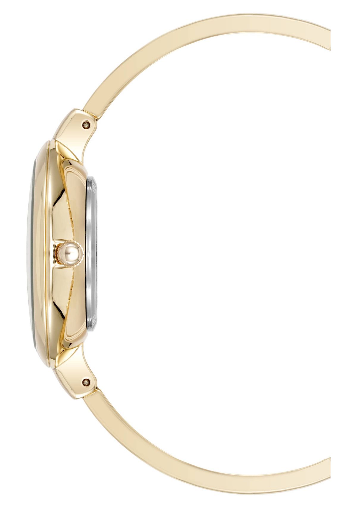 Anne Klein Womens Floral Dial Gold-Tone Metal Alloy Bangle Watch Set, 32mm