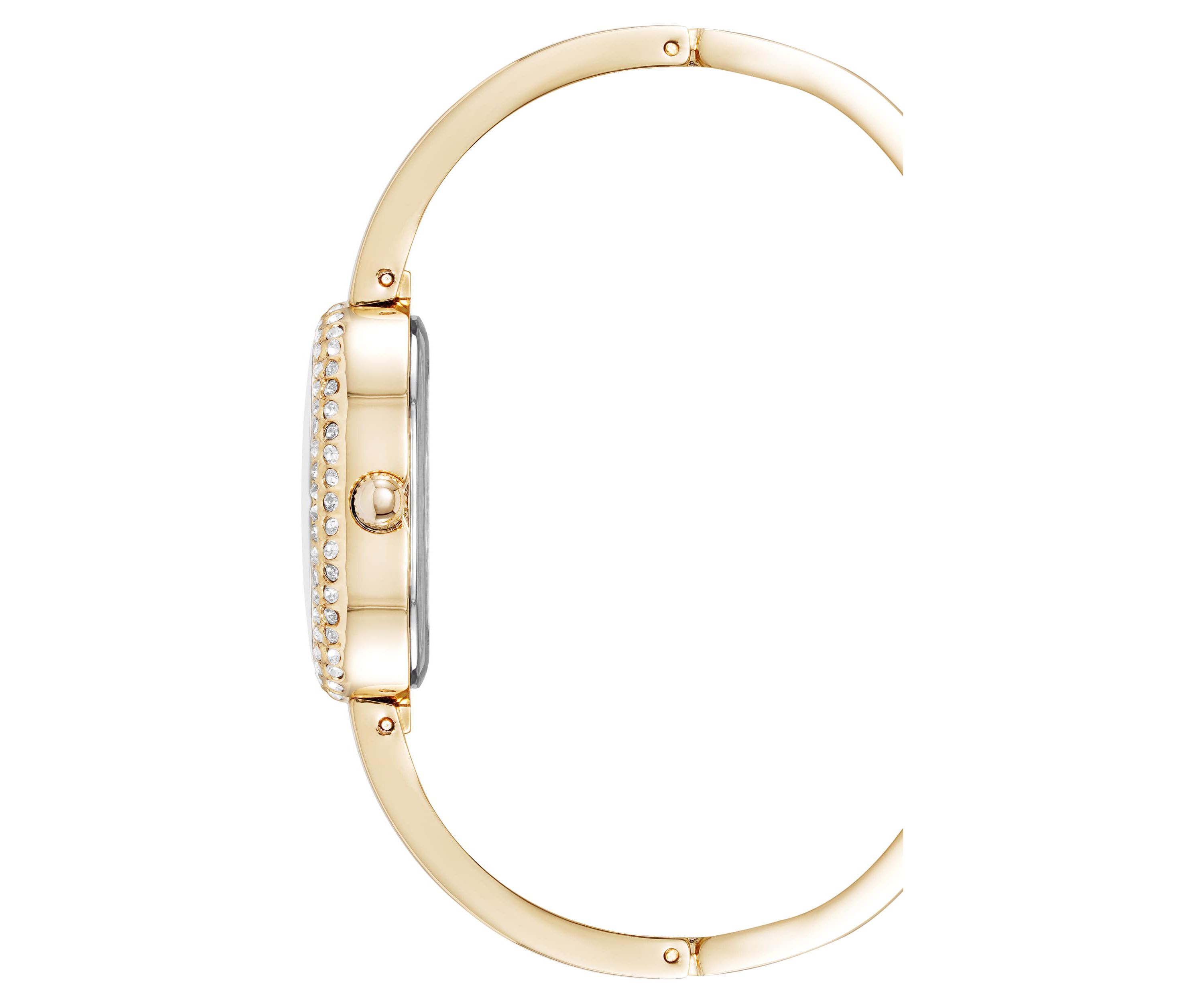 Anne Klein Womens Estate Oval Gold-Tone Metal Alloy Crystal Accented Bangle Watch Set, 26mm