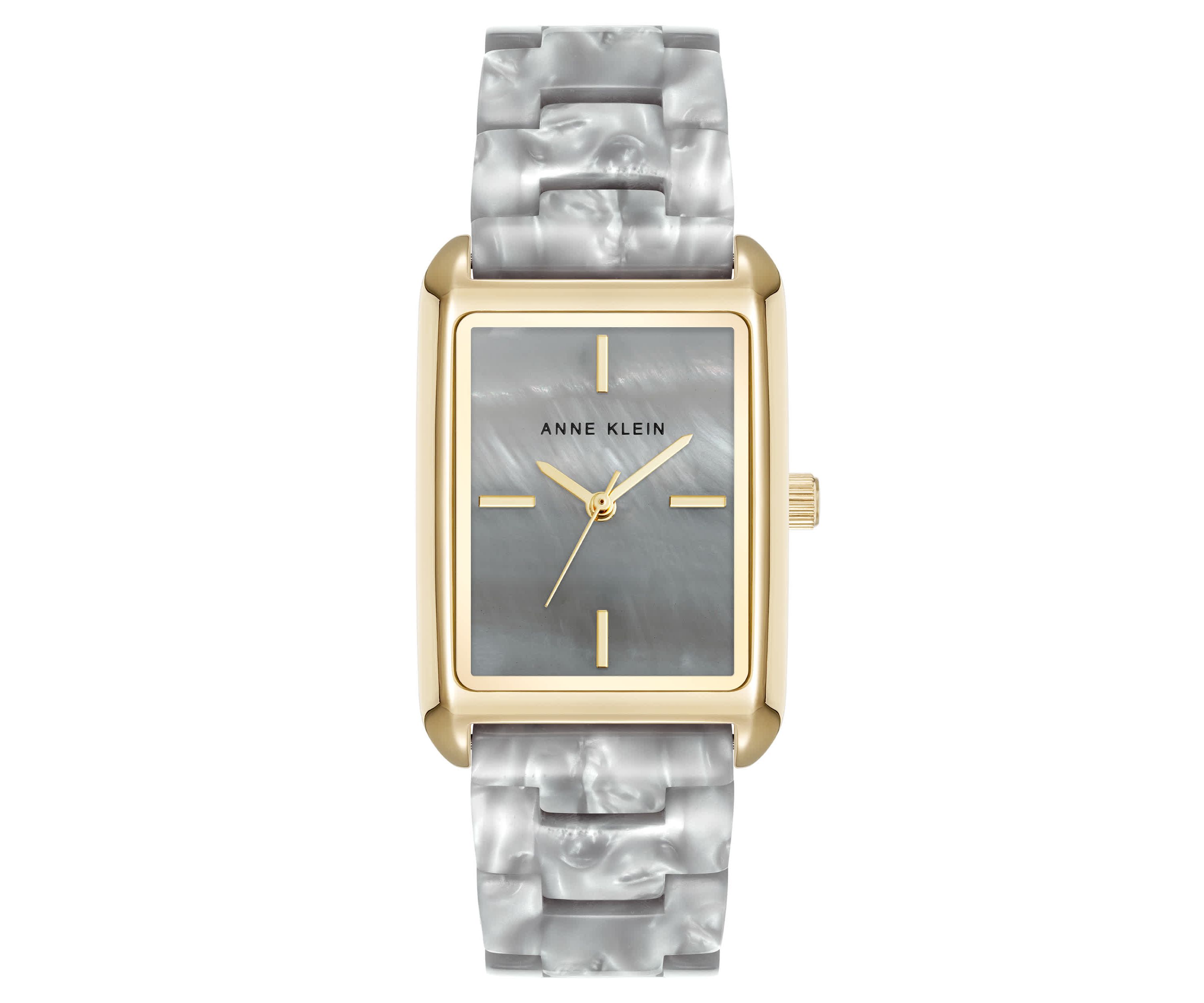 Anne Klein Womens Quartz Delicate Rectangular Gray Acetate Bracelet Watch, 26mm