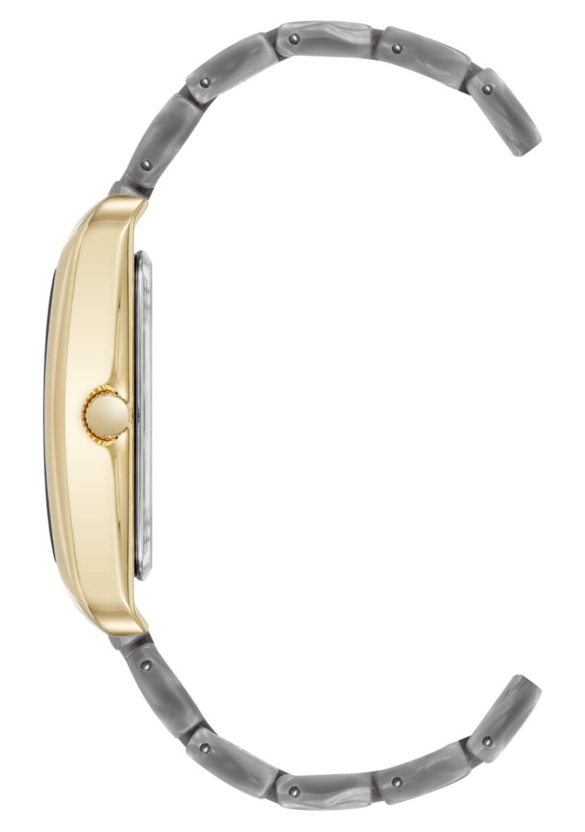 Anne Klein Womens Quartz Delicate Rectangular Gray Acetate Bracelet Watch, 26mm