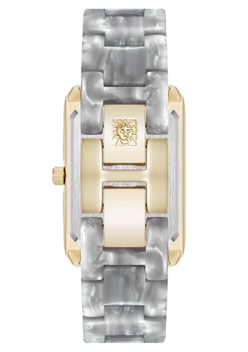 Anne Klein Womens Quartz Delicate Rectangular Gray Acetate Bracelet Watch, 26mm