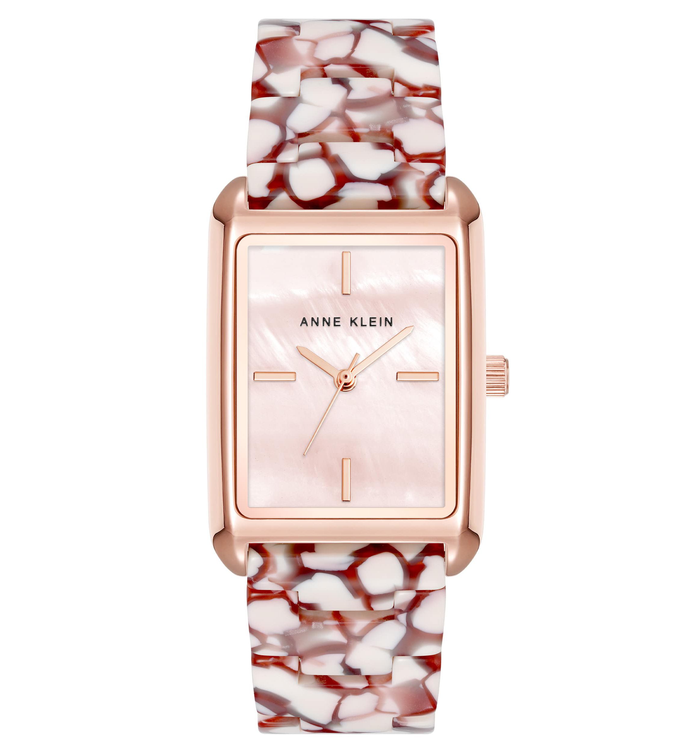 Anne Klein Womens Quartz Delicate Rectangular Red Acetate Bracelet Watch, 26mm