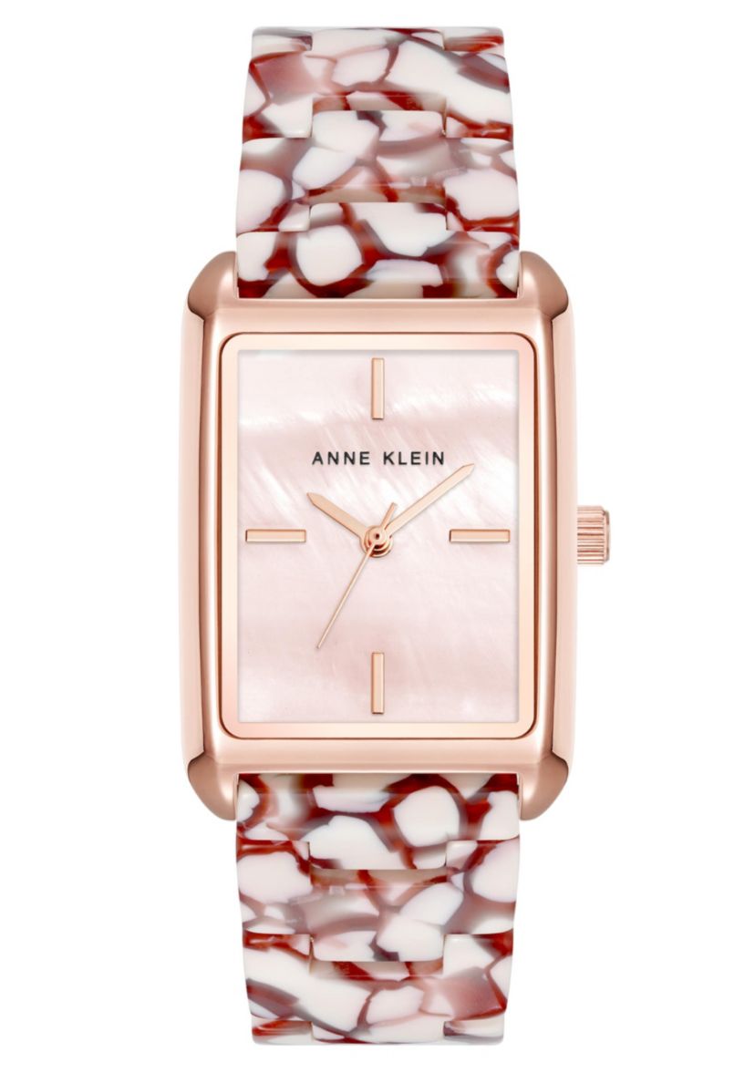 Anne Klein Womens Quartz Delicate Rectangular Red Acetate Bracelet Watch, 26mm