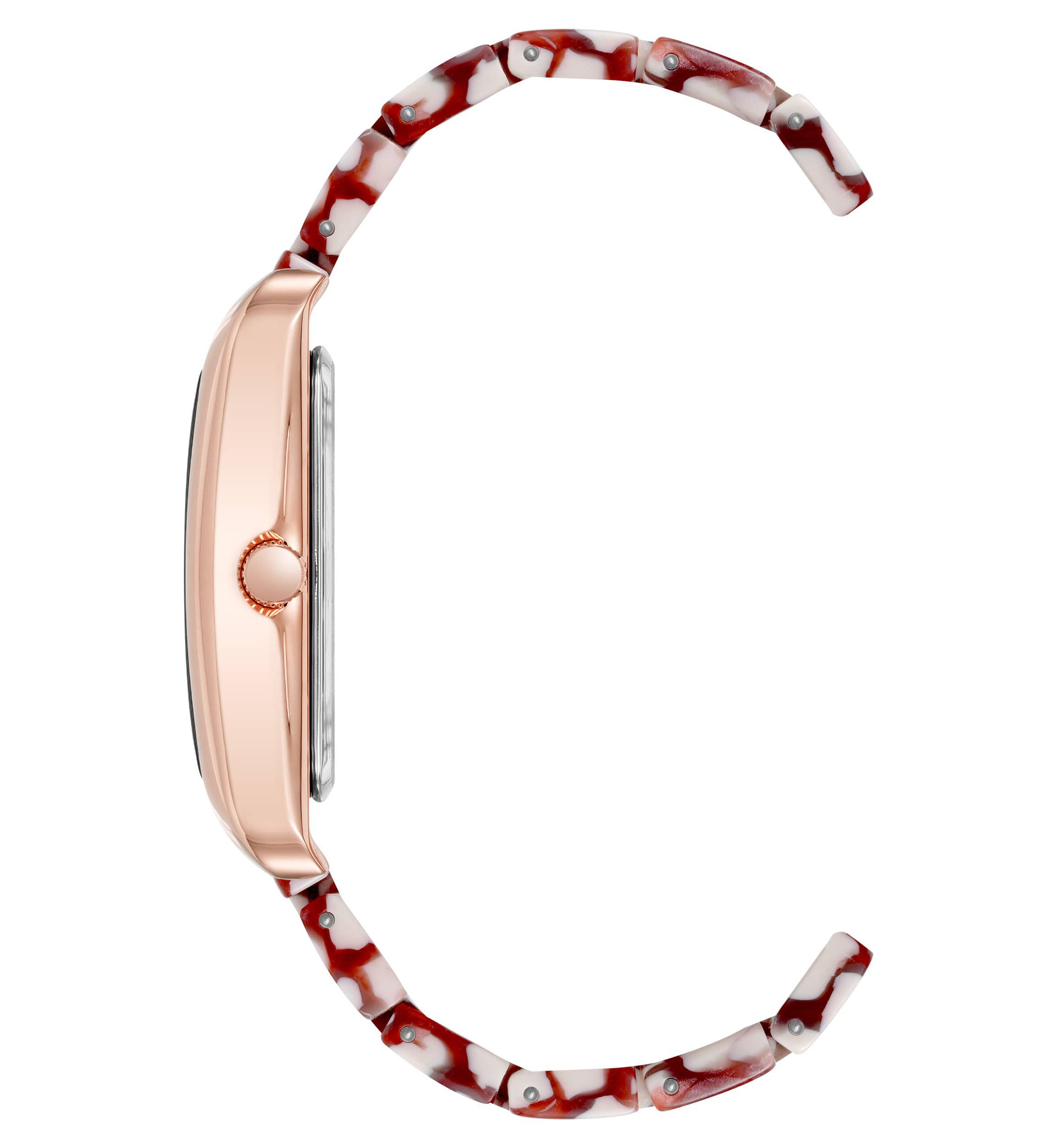 Anne Klein Womens Quartz Delicate Rectangular Red Acetate Bracelet Watch, 26mm