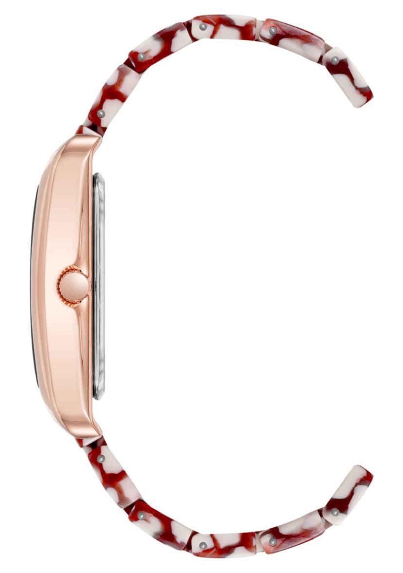 Anne Klein Womens Quartz Delicate Rectangular Red Acetate Bracelet Watch, 26mm
