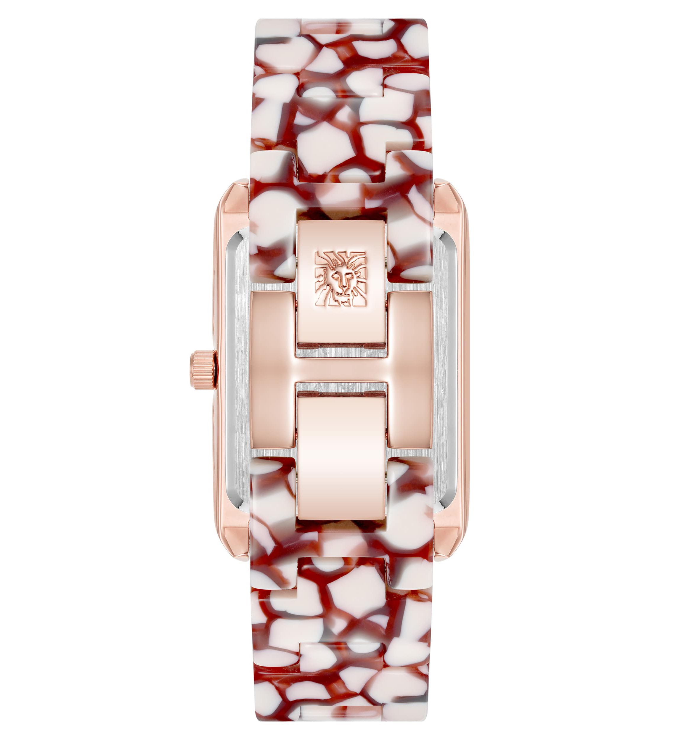 Anne Klein Womens Quartz Delicate Rectangular Red Acetate Bracelet Watch, 26mm