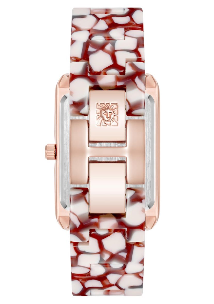 Anne Klein Womens Quartz Delicate Rectangular Red Acetate Bracelet Watch, 26mm