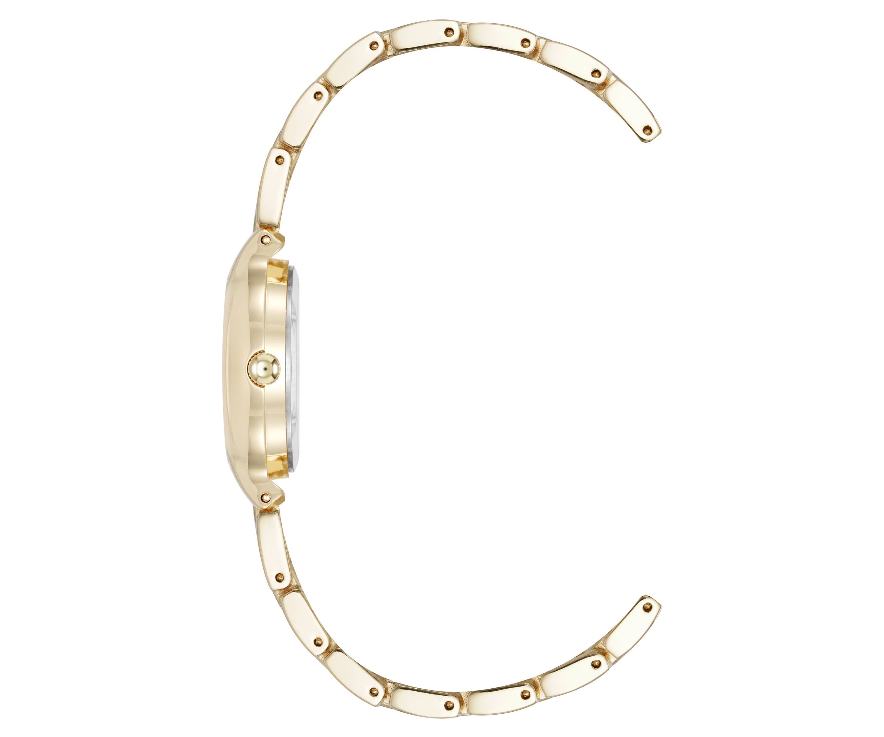 Anne Klein Womens Quartz Delicate Crystal Accented Black Dial Gold-Tone Alloy Metal Watch, 28mm