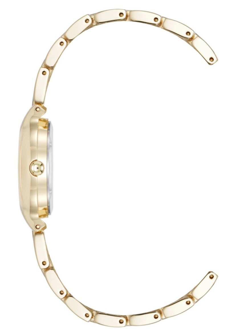 Anne Klein Womens Quartz Delicate Crystal Accented Black Dial Gold-Tone Alloy Metal Watch, 28mm