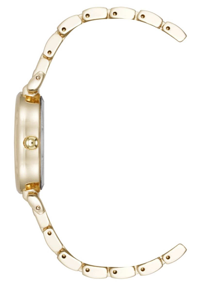 Anne Klein Womens Quartz Oval Roman Numeral Gold-Tone Metal Alloy and Champagne Dial Watch, 25mm