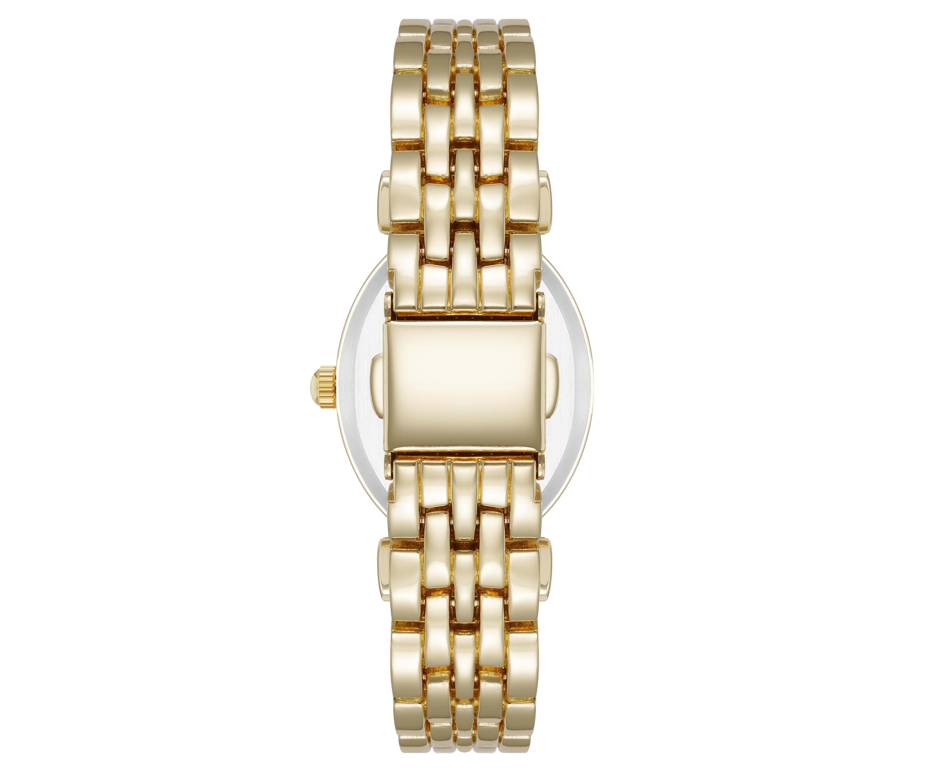 Anne Klein Womens Quartz Oval Roman Numeral Gold-Tone Metal Alloy and Champagne Dial Watch, 25mm