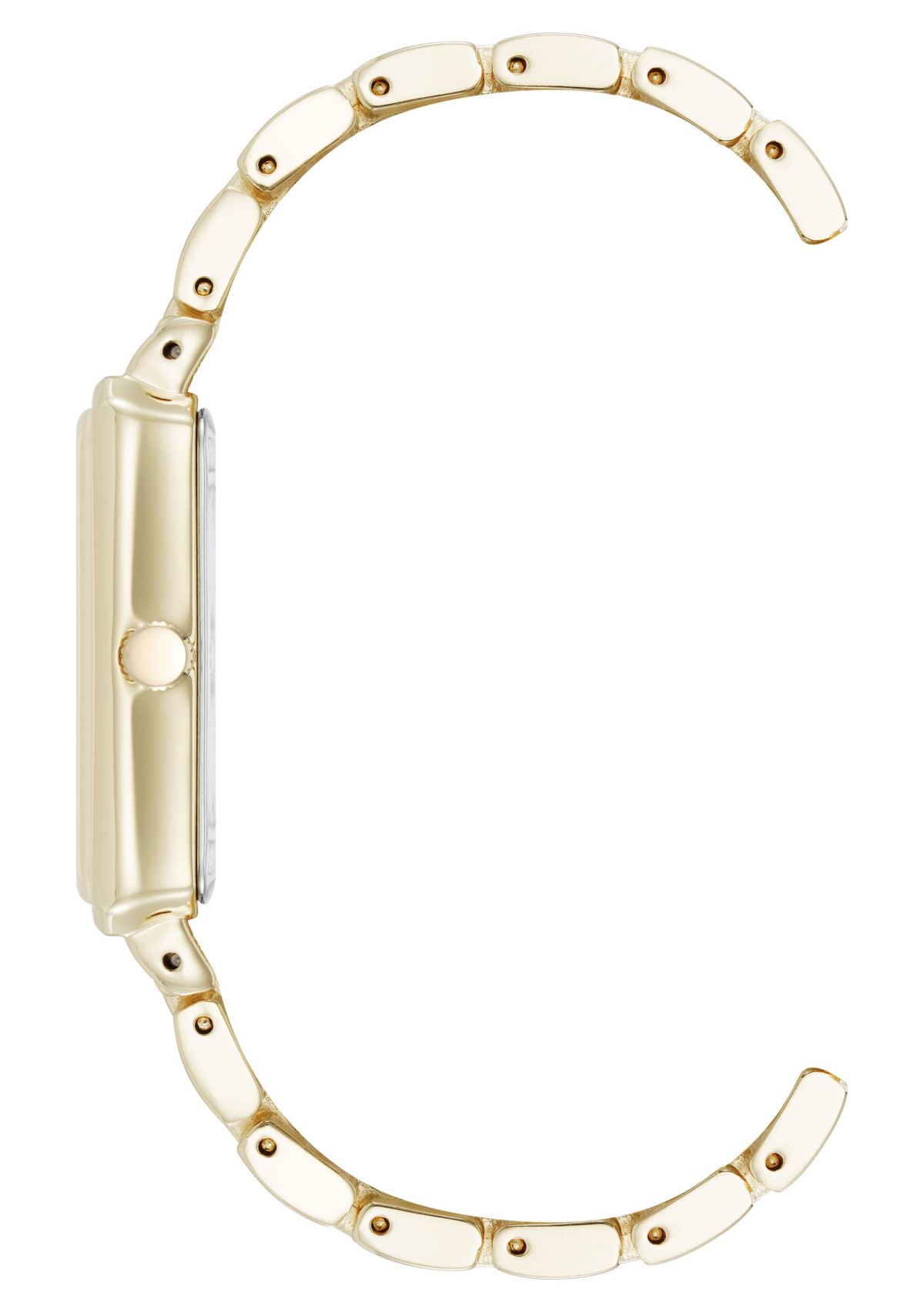Anne Klein Womens Quartz Rectangular Estate Gold-Tone Metal Alloy and Champagne Dial Watch, 25mm
