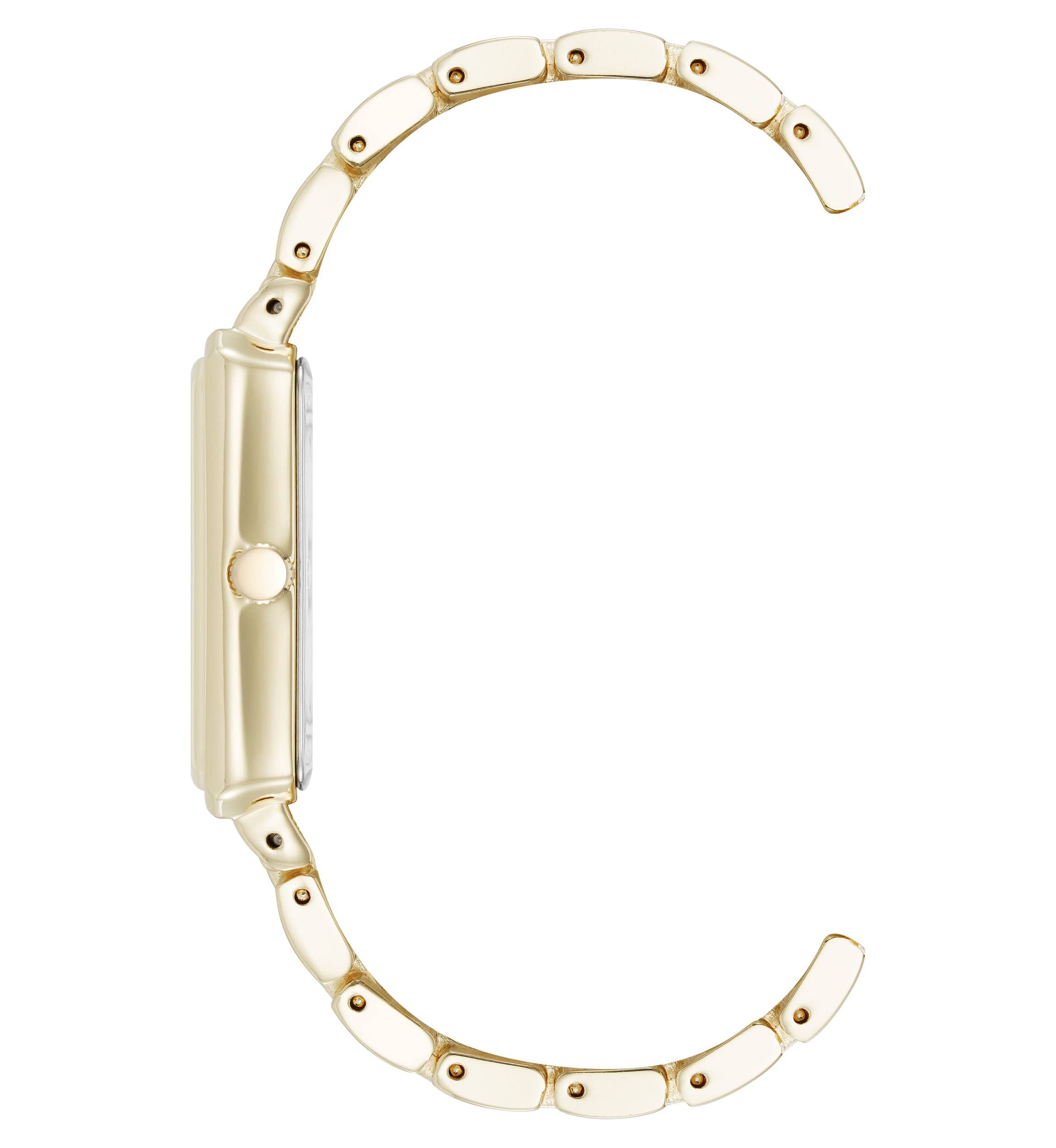 Anne Klein Womens Quartz Rectangular Estate Gold-Tone Metal Alloy and Champagne Dial Watch, 25mm