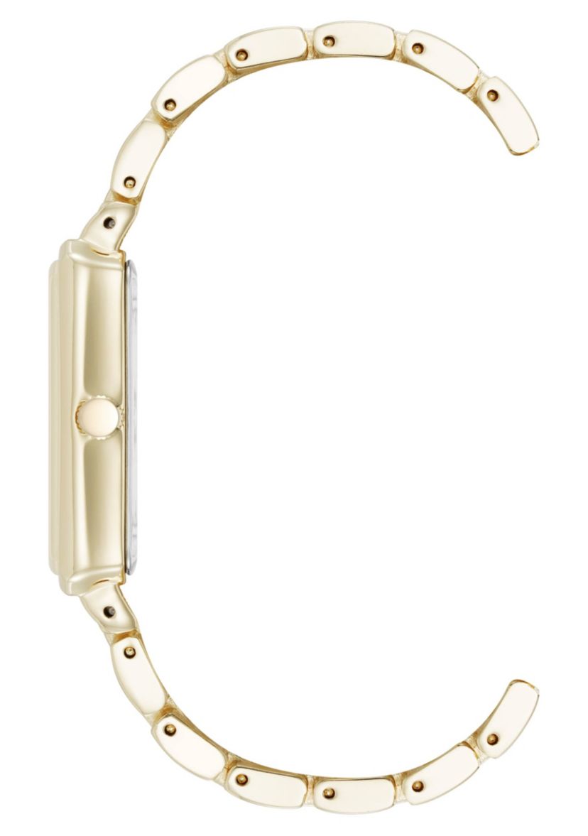 Anne Klein Womens Quartz Rectangular Estate Gold-Tone Metal Alloy and Champagne Dial Watch, 25mm